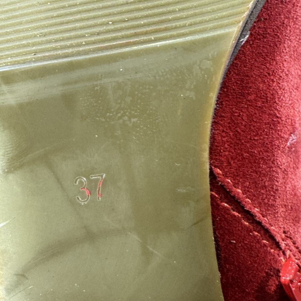 RWC Womens Red Suede Block Heel Western Ankle Boots 37/7 - Picture 10 of 10
